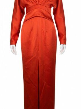 Rasario Women's Orange Rasario Women's Orange Draped Satin Maxi Dress Size FR 34